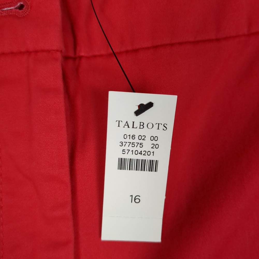 Talbots Perfect Skimmer Pants Womens 16 Red Cropped Capri Button Cuff NEW‎ - Picture 11 of 16
